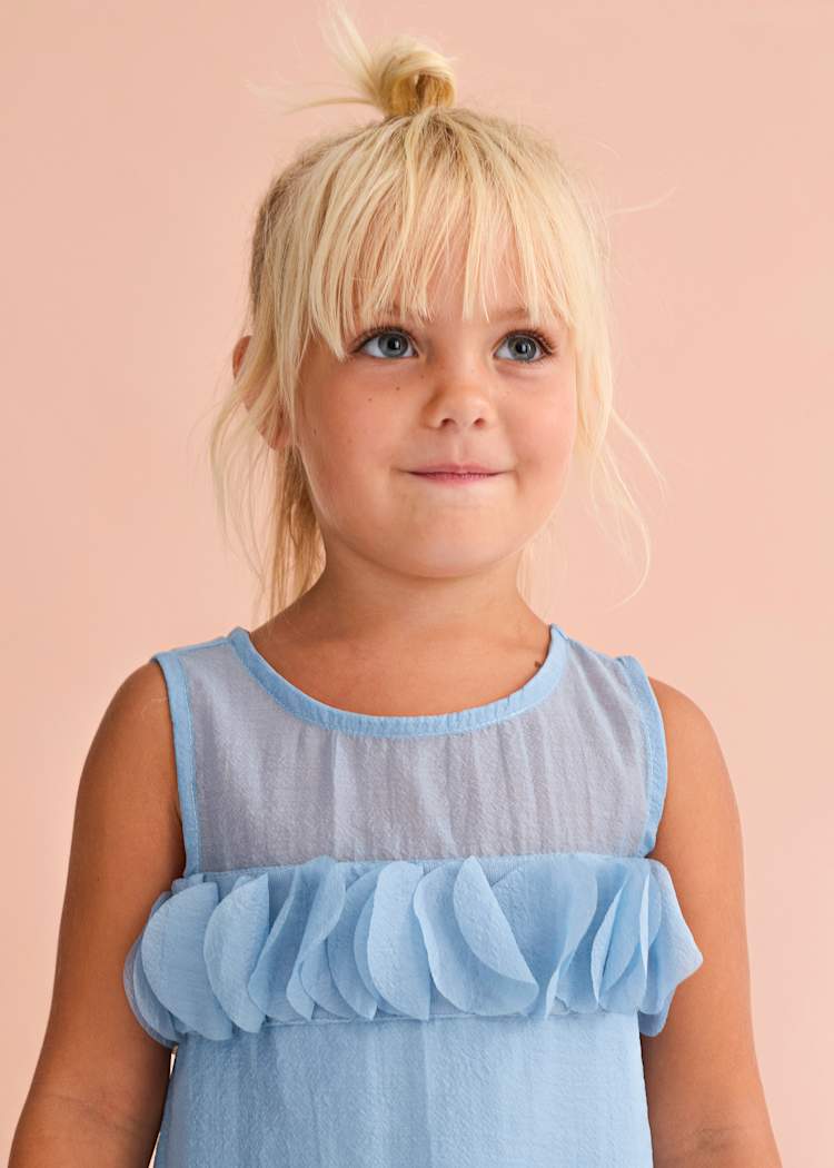 ABEL & LULA NIÑA VESTIDO ORGANZA ARRUGADA CELESTE