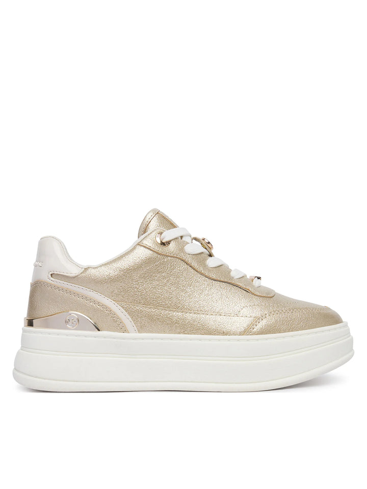 MICHAEL KORS NIÑA ZAPATILLA HAYES PALE GOLD METALLIC/VANILLA PATENT WITH CHARMS