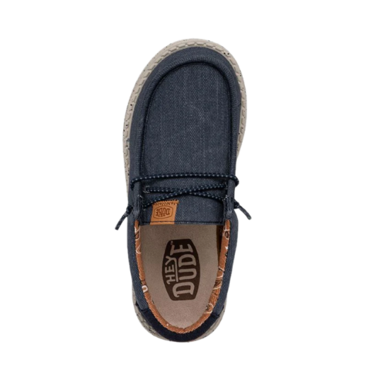 HEY DUDE NIÑO ZAPATILLA WALLY YOUTH WASHED CANVAS NAVY