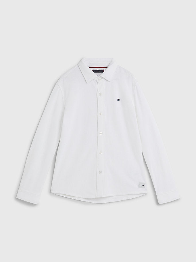 TOMMY HILFIGER NIÑO CAMISA SOLID WAFFLE WHITE