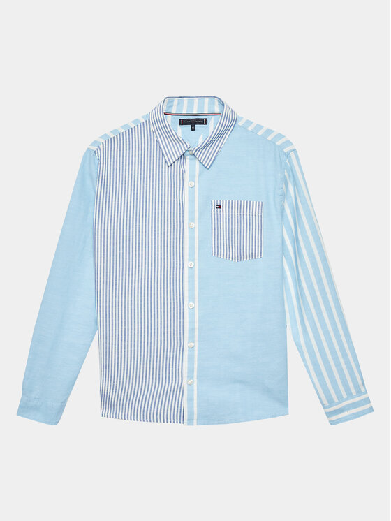 TOMMY HILFIGER NIÑO CAMISA HEMP RELAXED COLOR BLOCK STRIPES SOLID